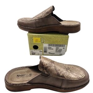Naot Women's Procida Gray Cobra Leather Mules Shoes Slides Size 39 8 NEW